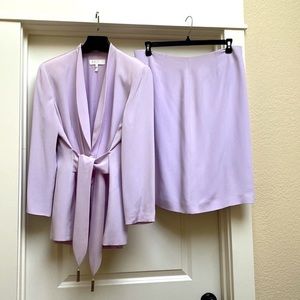 Escada Suit Size 44 (US L or XL) Lavender - Belted Front or Back